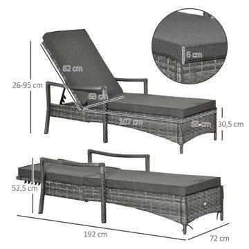 Outsunny Gartenliege Liegestuhl mit Armlehnen