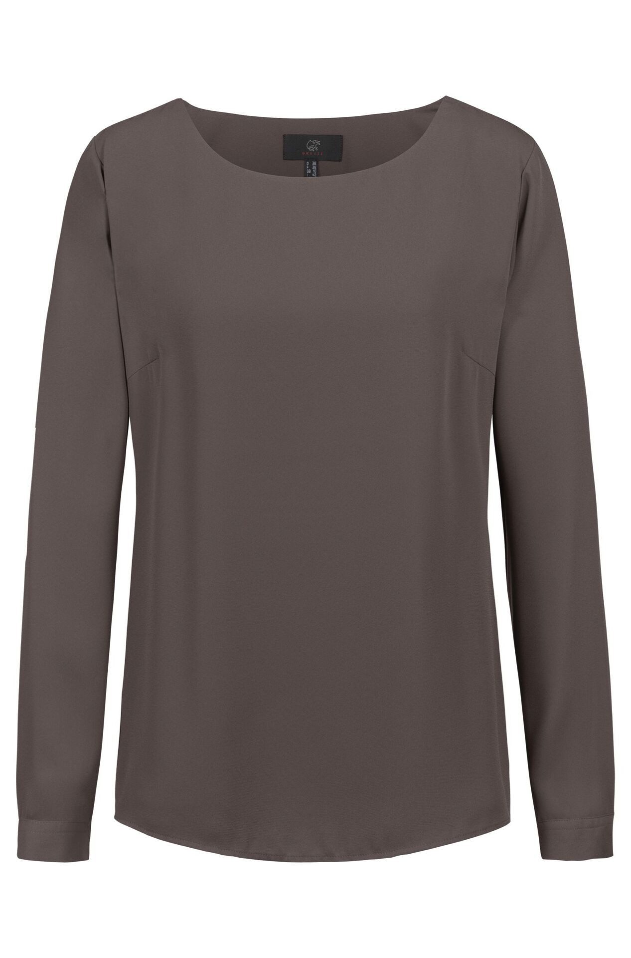 GREIFF Langarmbluse Greiff CHIFFON Damen Chiffon-Bluse Langarm Rundhals Regular Taupe 36