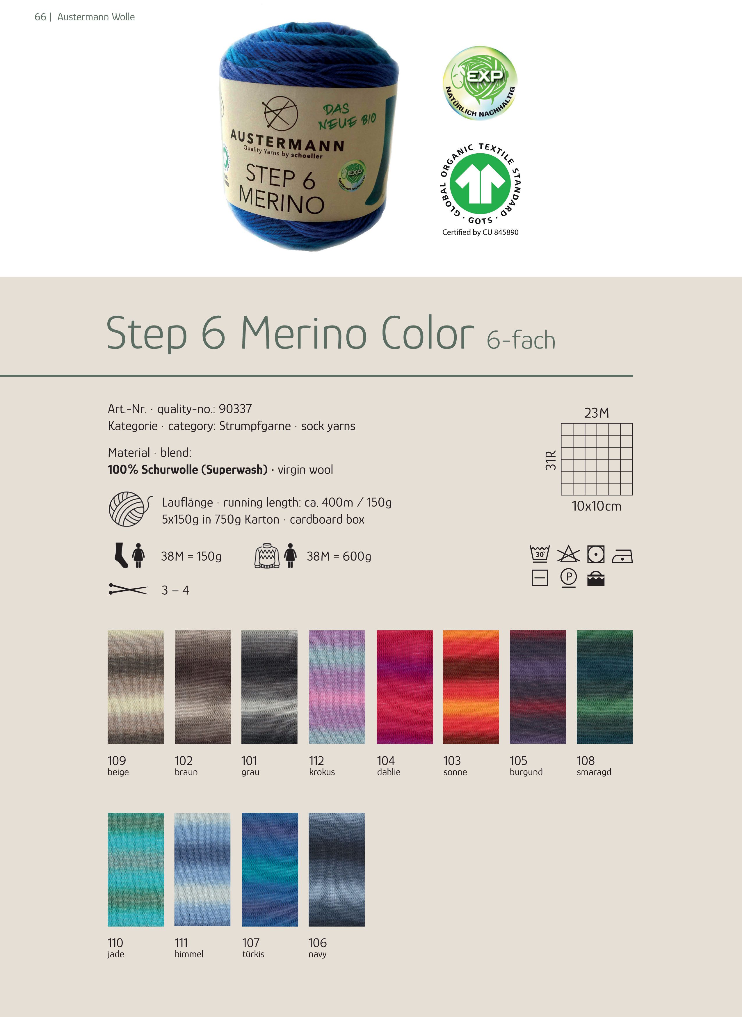 Austermann Garn Step 6 Merino Color Häkelwolle, 400,00 m, in vielen verschiedenen Farben lieferbar