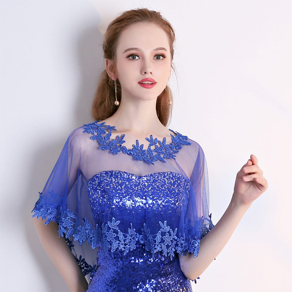 Zaewry Bolero Spitzen-Stola für Damen, transparenter Schal,Hochzeits-Cape Elegante Schulterjacke für Hochzeit, Brautmode & Abendkleid