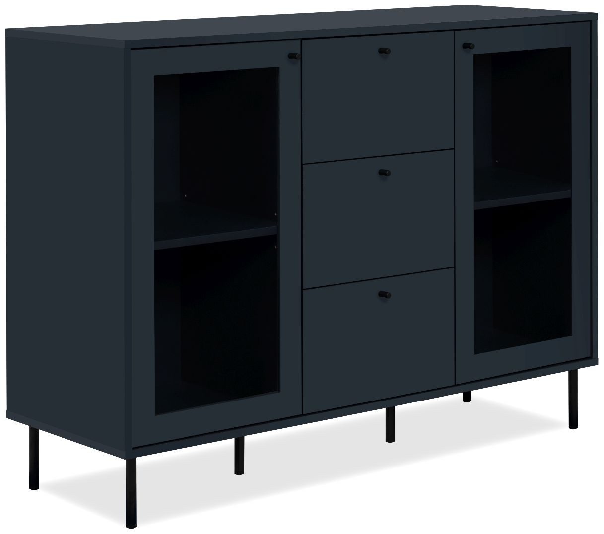 Finori Kommode, Navy blau, Softclose, Modern, Höhenverstellbar, 120 x 90 x 40 cm