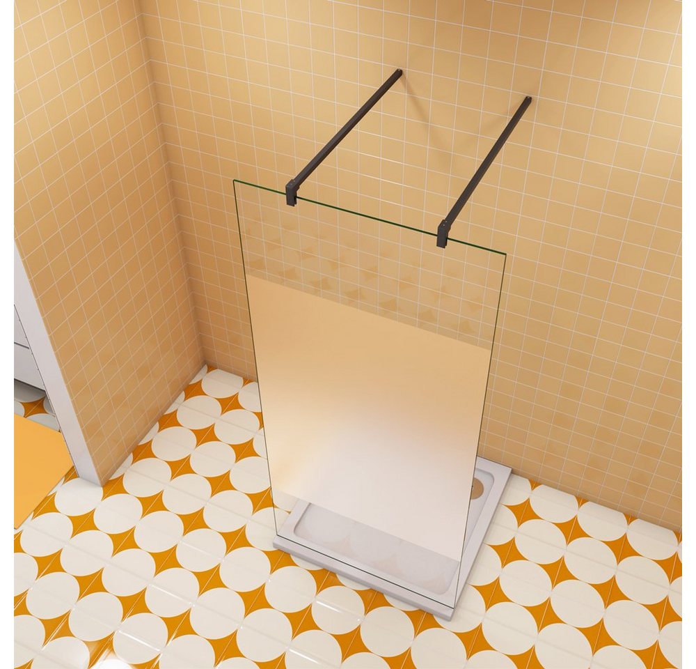 Thumbnail - duschspa Duschwand ESG Glaswand mit Milchstreifen Trennwand Duschwand Walk in Dusche, Einscheibensicherheitsglas, Sicher...