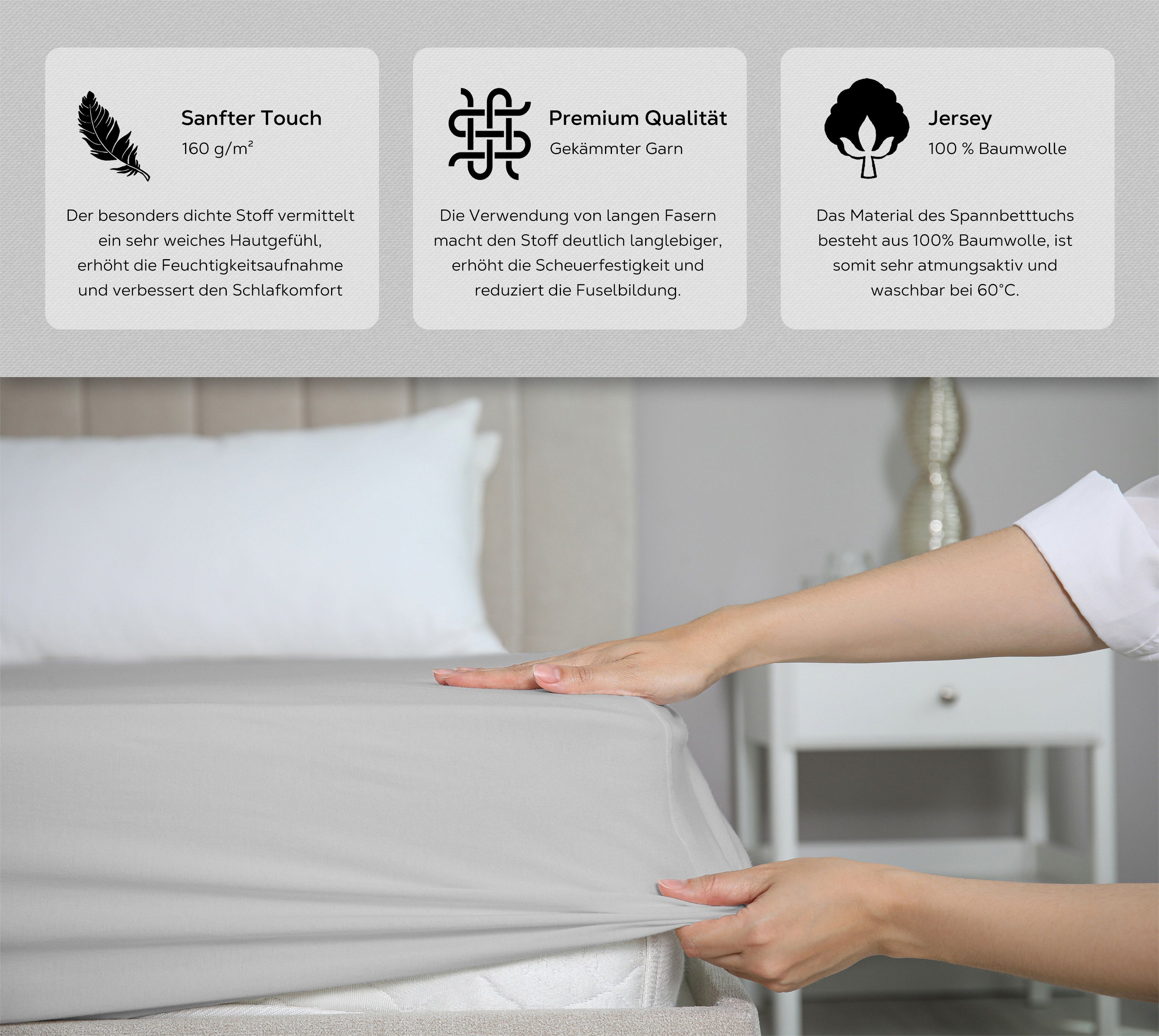Beautex Spannbettlaken 2er Set Spannbetttuch Bettlaken Premium Baumwolle Je günstig online kaufen