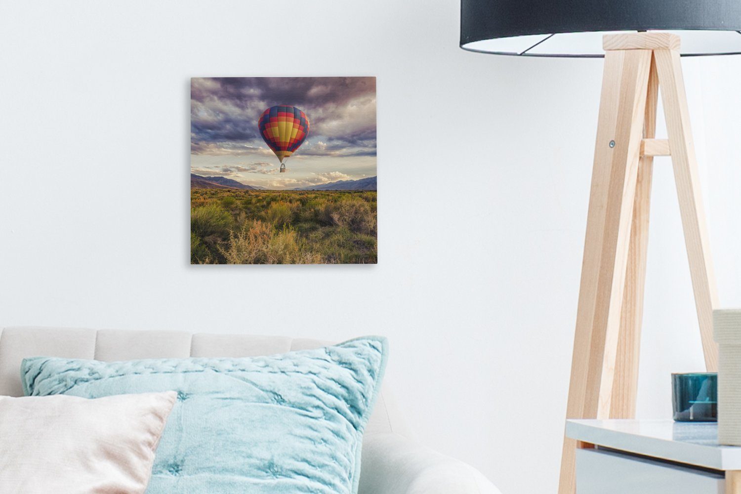 Leinwandbild Heißluftballon Bilder Leinwand Amerika, - - Wohnzimmer OneMillionCanvasses® für Schlafzimmer (1 St), Wiese