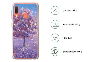MuchoWow Handyhülle Baum - Sommer - Rosa, Handyhülle Samsung Galaxy A20e, Smartphone-Bumper, Print, Handy