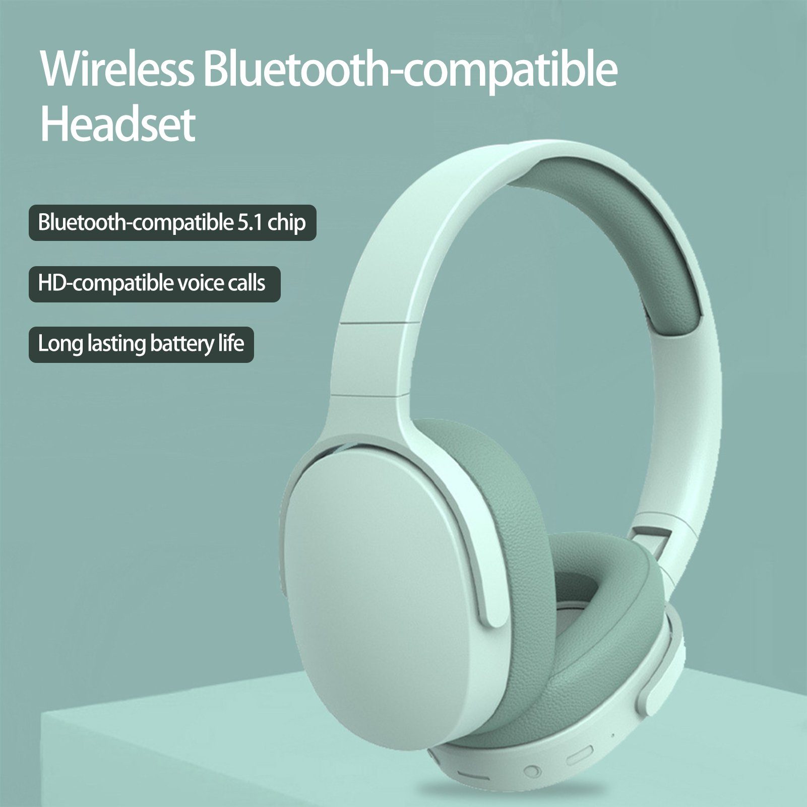 Blau Rutaqian Kopfhörer,HiFi Bluetooth Kopfhörer, Faltbare (Bluetooth) Bluetooth-Kopfhörer Kabellose Stereo Headset