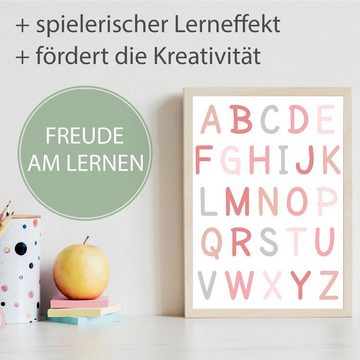 Tigerlino Poster ABC Kinderposter 3er Set Lernposter Regenbogen Alphabet & Zahlen