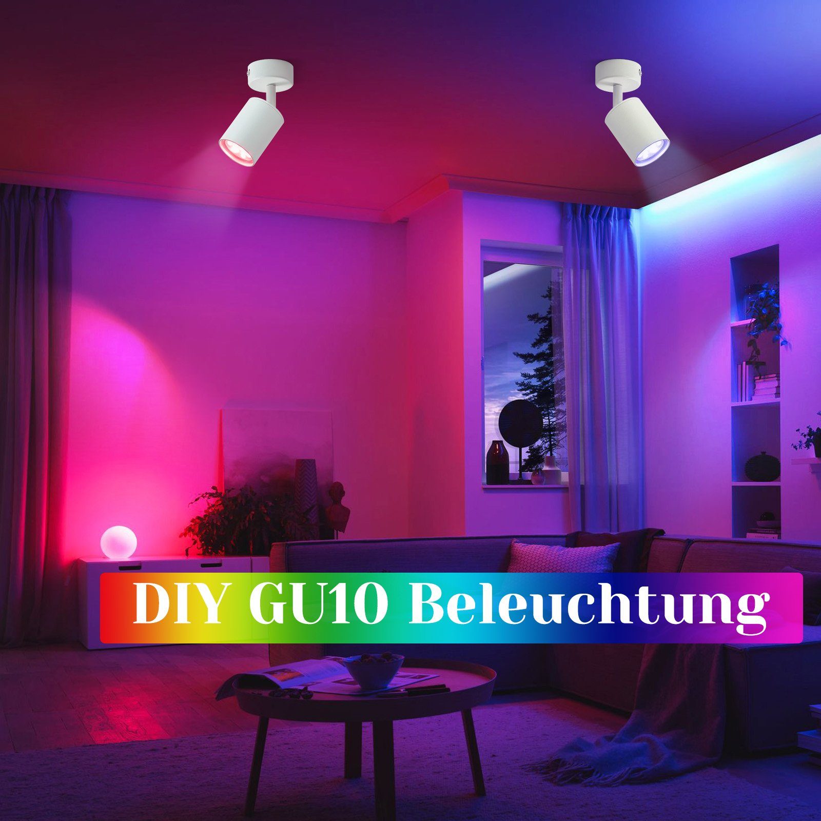 integriert, Modern LED LED Wandstrahler Deckenstrahler für ZMH Spots, Deckenlampe Industrial Wohnzimmer, GU10 Deckenspots LED Flurlampe Flammig Deckenstrahler: 1 Weiß fest