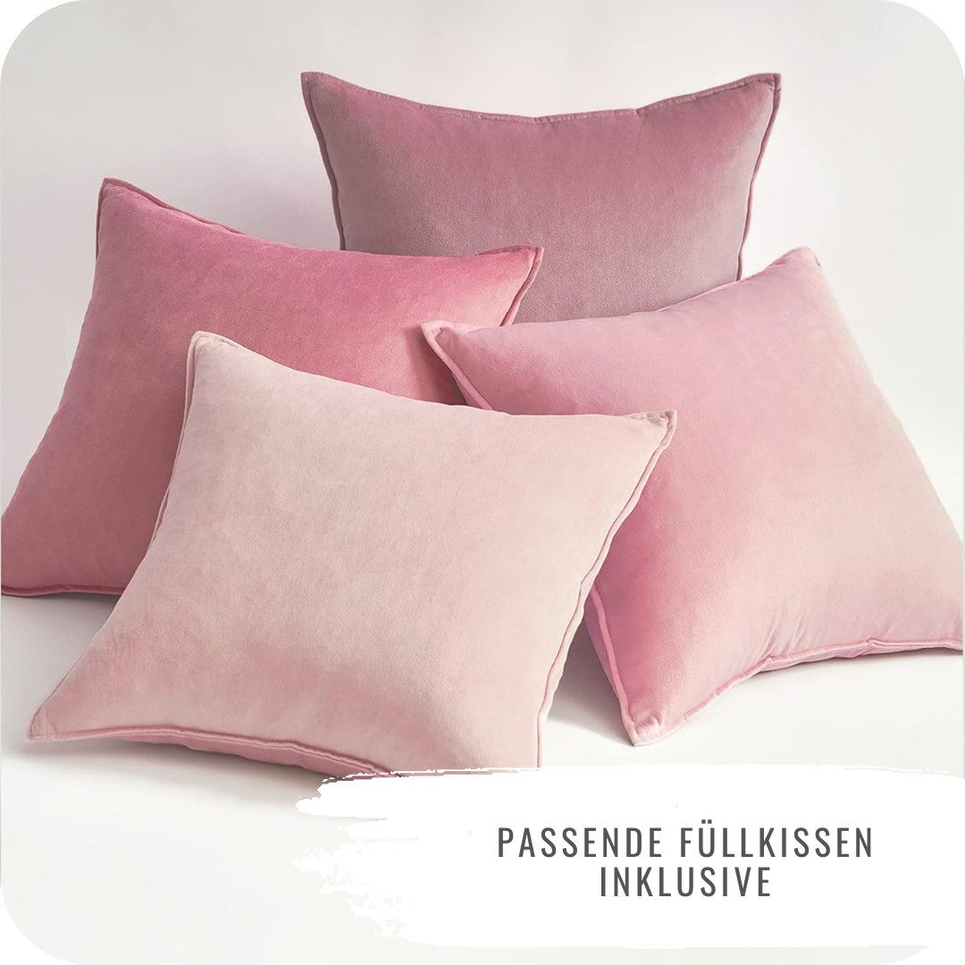 Interior by Hakito Декоративные подушки 4er Set Подушкиbezüge inklusive Füllkissen Set Sami Samt weich, Подушкиhülle mit Füllung