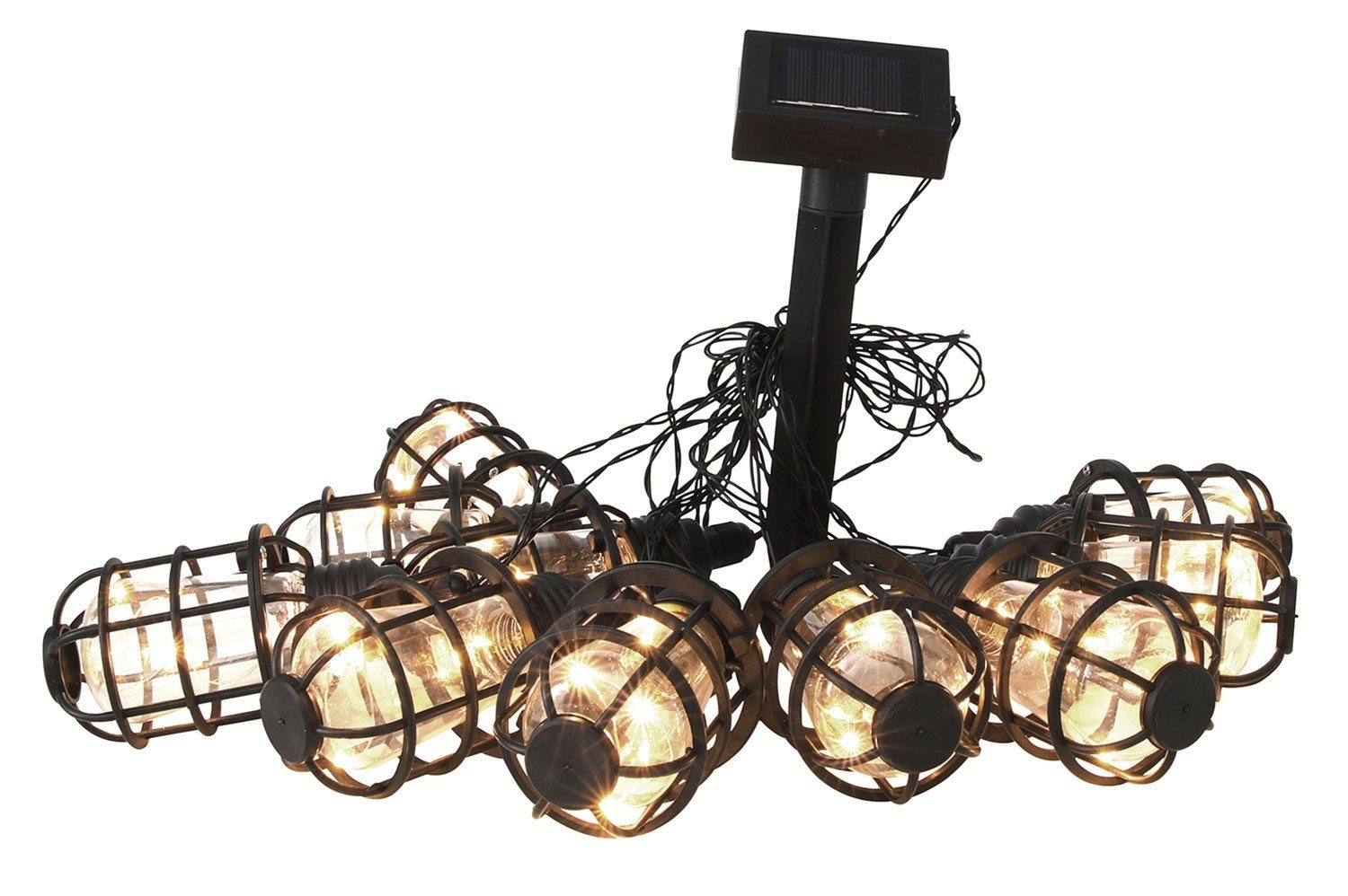 HIT Trading LED Solarleuchte Lichterkette GARDEN, 10-flammig, Длина 170 cm, Dämmerungssensor, LED fest integriert, Schwarz, Kunststoff, IP44, Outdoorgeeignet