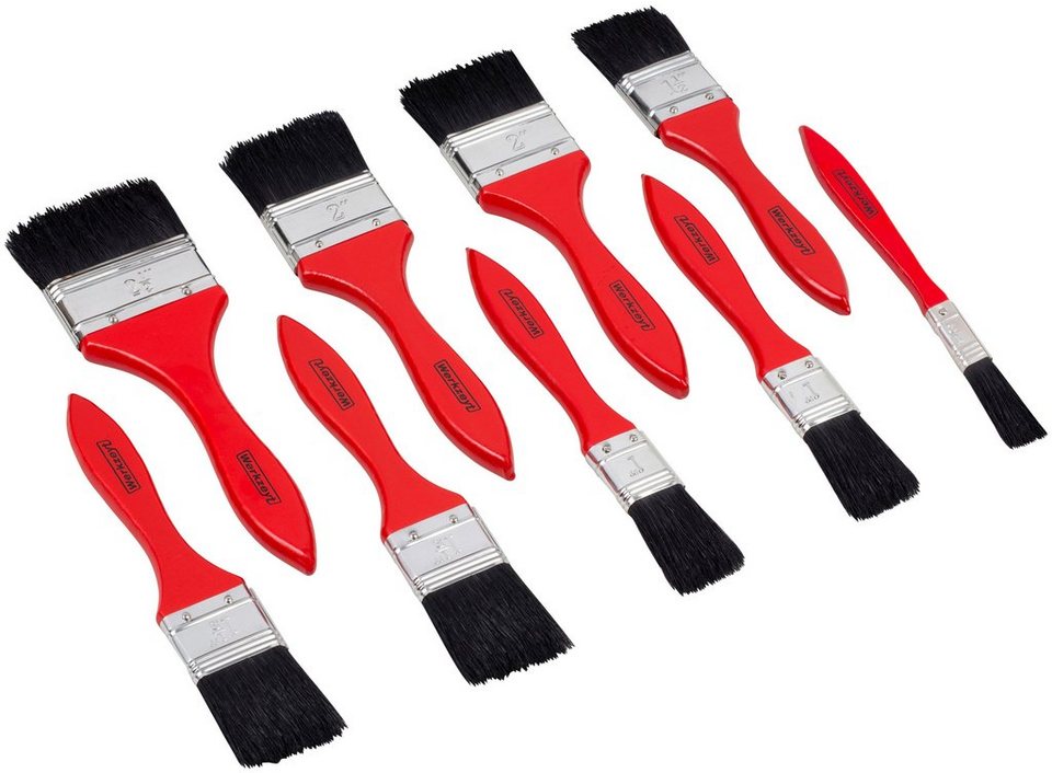 Connex Flachpinsel Für wasserbasierte Farben & Lacke - Borstenstärke 4,  (Set, 9 St), Flachpinsel mit 13 - 63 mm Breite - Schwarze Kunststoffborsten