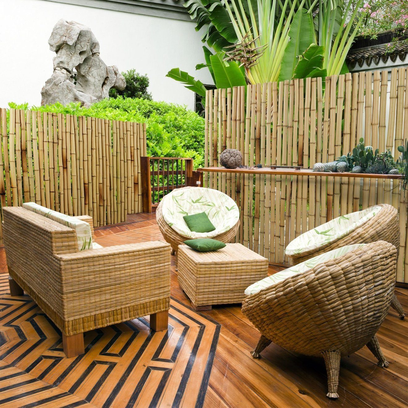 Karat Sichtschutzzaunmatten Bambus-Sichtschutz, verschiedene Farben & Größen, Witterungsbeständig, Aus Bambusrohren