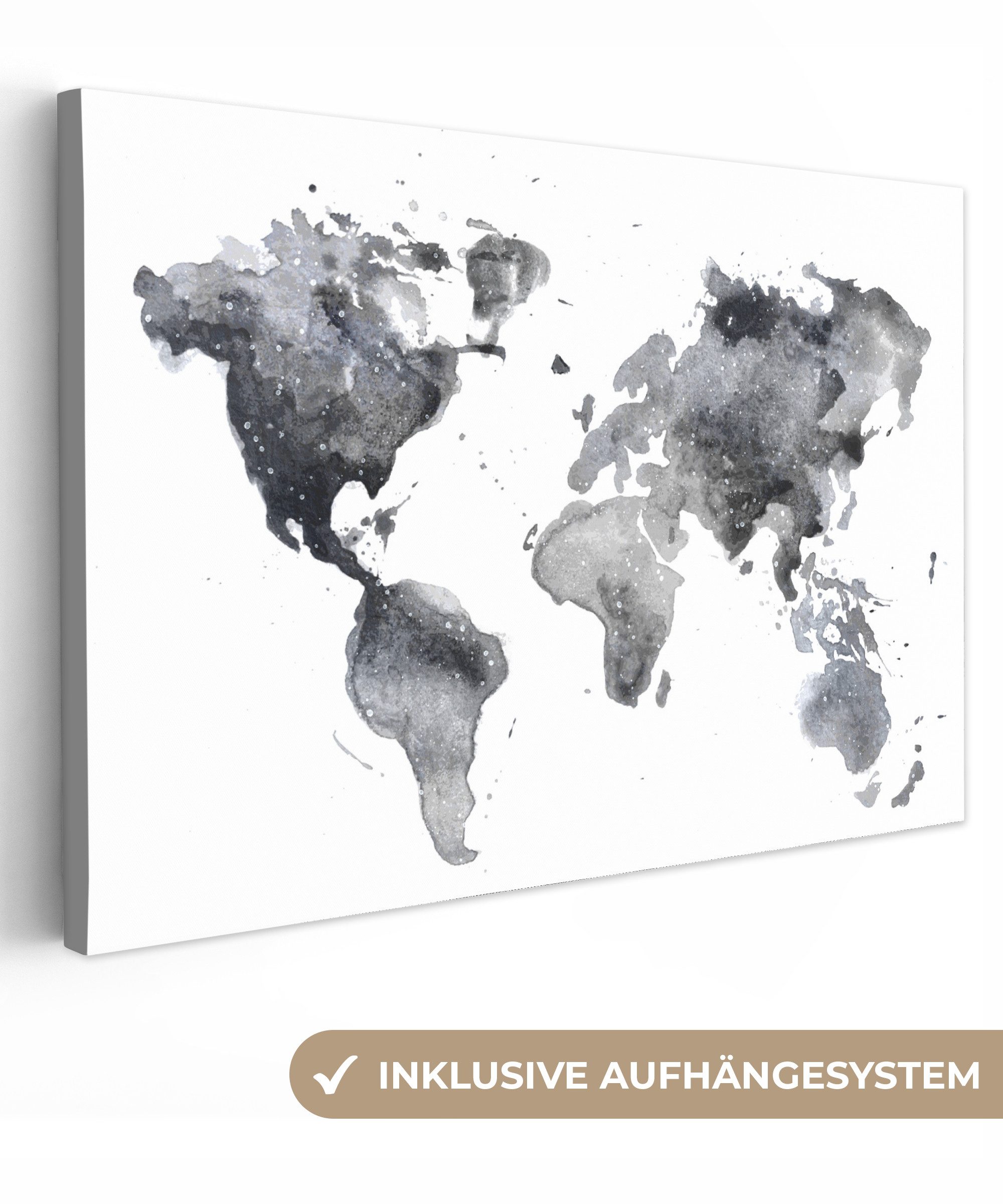 OneMillionCanvasses® Leinwandbild Weltkarte - Abstrakt - günstig online kaufen