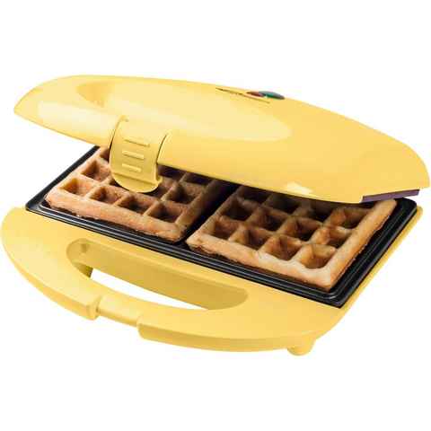 bestron Waffeleisen ASW401V Brüsseler Waffeleisen im Retro Design, 700 W, mit Antihaftbeschichtung & Backampel, Gelb