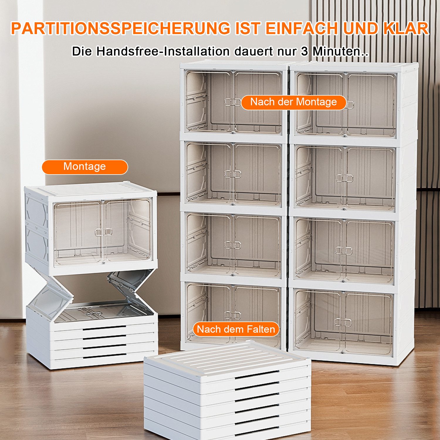 Seven Comfort Schuhschrank Kunststoff Schuhregal mit 6 Fächern, Für bis zu 12 Paar Schuhe, faltbar