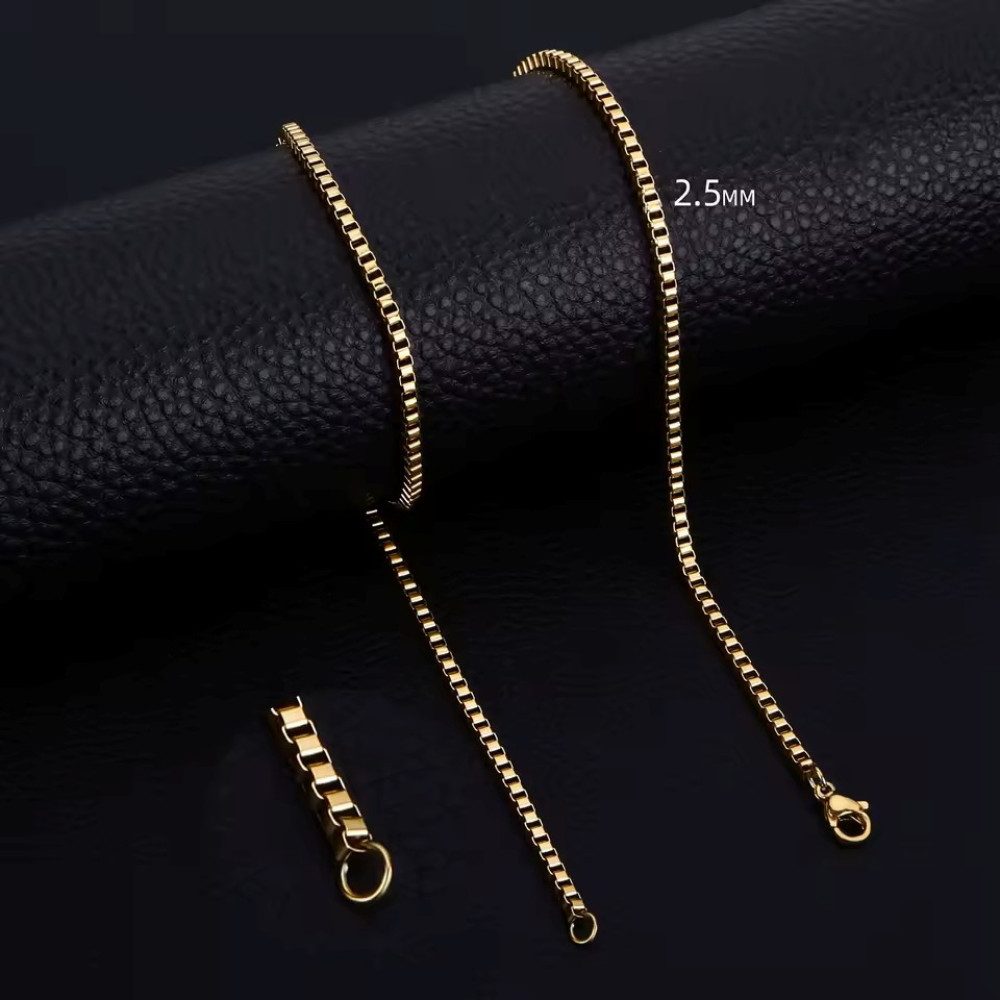 Ware aus aller Welt Edelstahlkette Venezianerkette 2,5mm Goldfarben Edelstahlfarben Schwarz 45 50 55 60cm (1-tlg), Hochwertiger Edelstahl: Robust, langlebig und farbbeständig