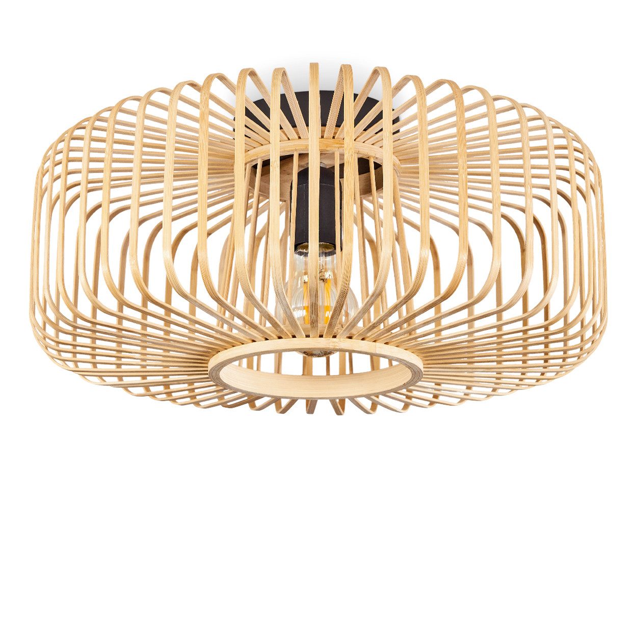 hofstein Deckenleuchte »Aidone« moderne Deckenlampe aus Metall/Bambus in Sc günstig online kaufen