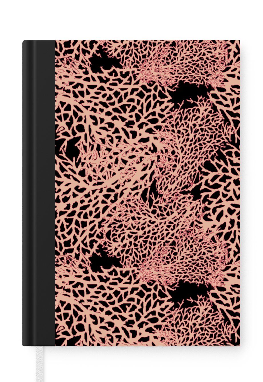 MuchoWow Notizbuch Koralle - Rosa - Textur - Muster, Journal, Merkzettel, Tagebuch, Notizheft, A5, 98 Seiten, Haushaltsbuch