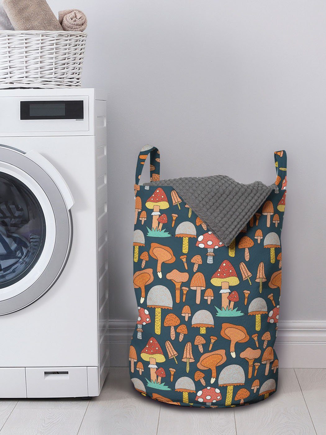 Abakuhaus Wäschesäckchen Wäschekorb mit für Kordelzugverschluss Griffen und Lustige Formen Waschsalons, Blots Pilze