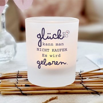 KÜSTENGLÜCK Windlicht Babyglück; Geschenkidee für Eltern; Teelichtglas mit schönem Spruch (1 St), aus Glas