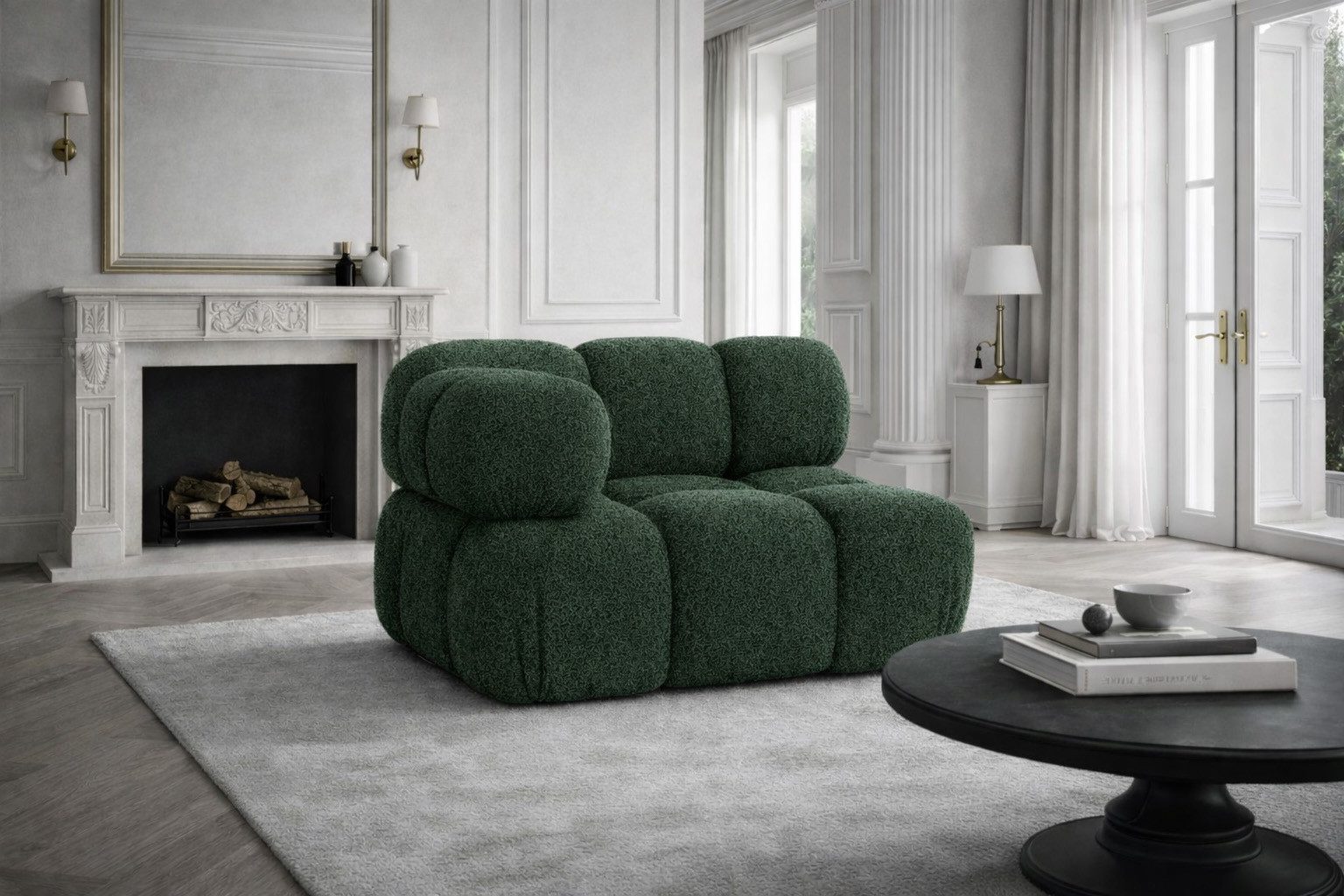 Kaiser Möbel Sofa-Eckelement Eckmodul modern für modulares System, Stoff Abriamo, SELIA (Modul, Einzelelement des modularen Sofasystems), Modulares Sofaelement mit Bouclé-Stoff Abriamo