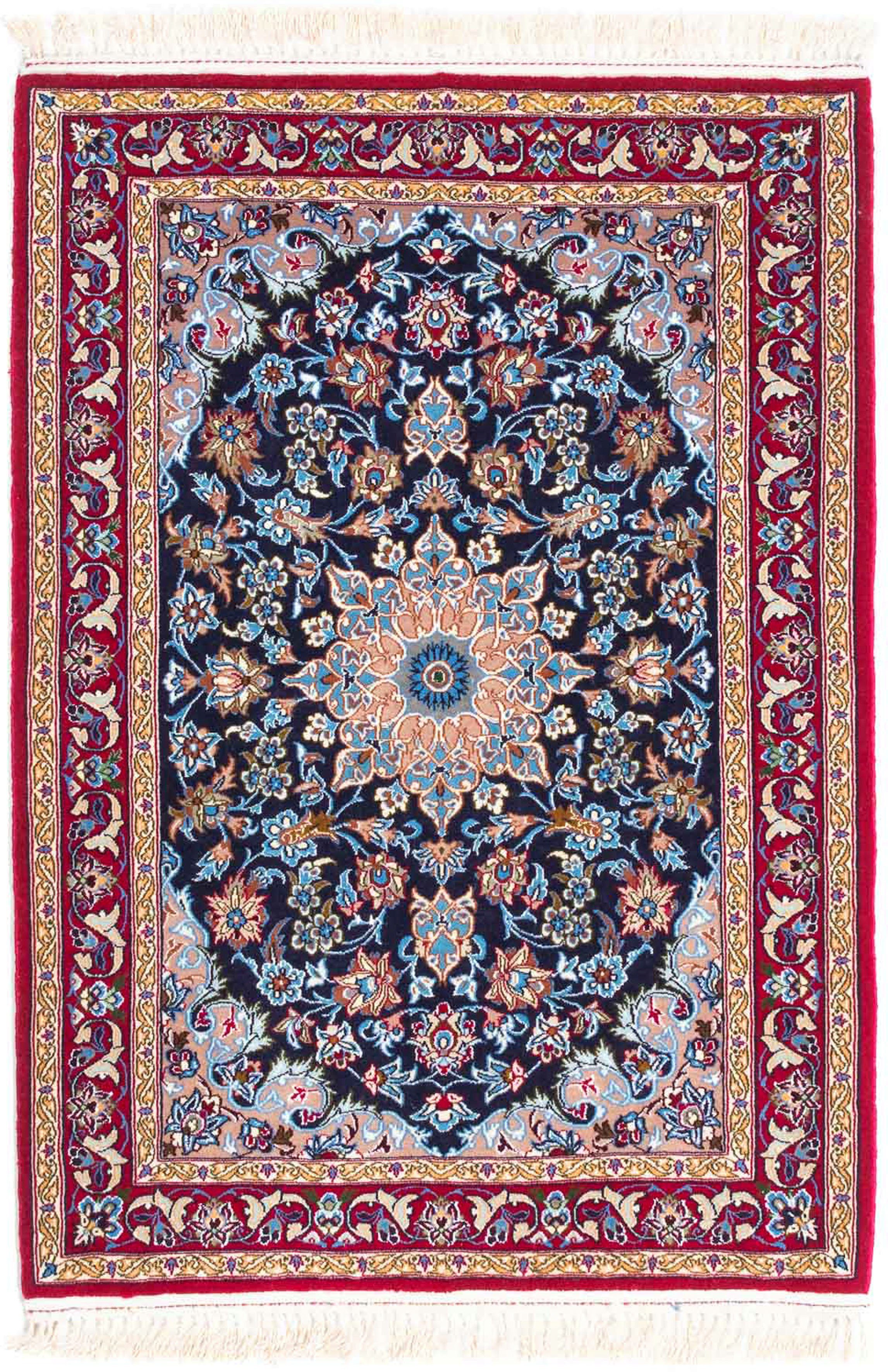 Höhe: mm, Perser 72 - Wohnzimmer, rechteckig, Einzelstück 6 Isfahan morgenland, mit x 104 - Zertifikat Orientteppich dunkelblau, cm - Premium - Handgeknüpft,