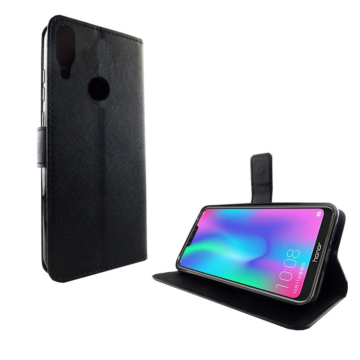 König Design Handyhülle Huawei P Smart 2019, Huawei P Smart 2019 Handyhülle Bookcover Schwarz