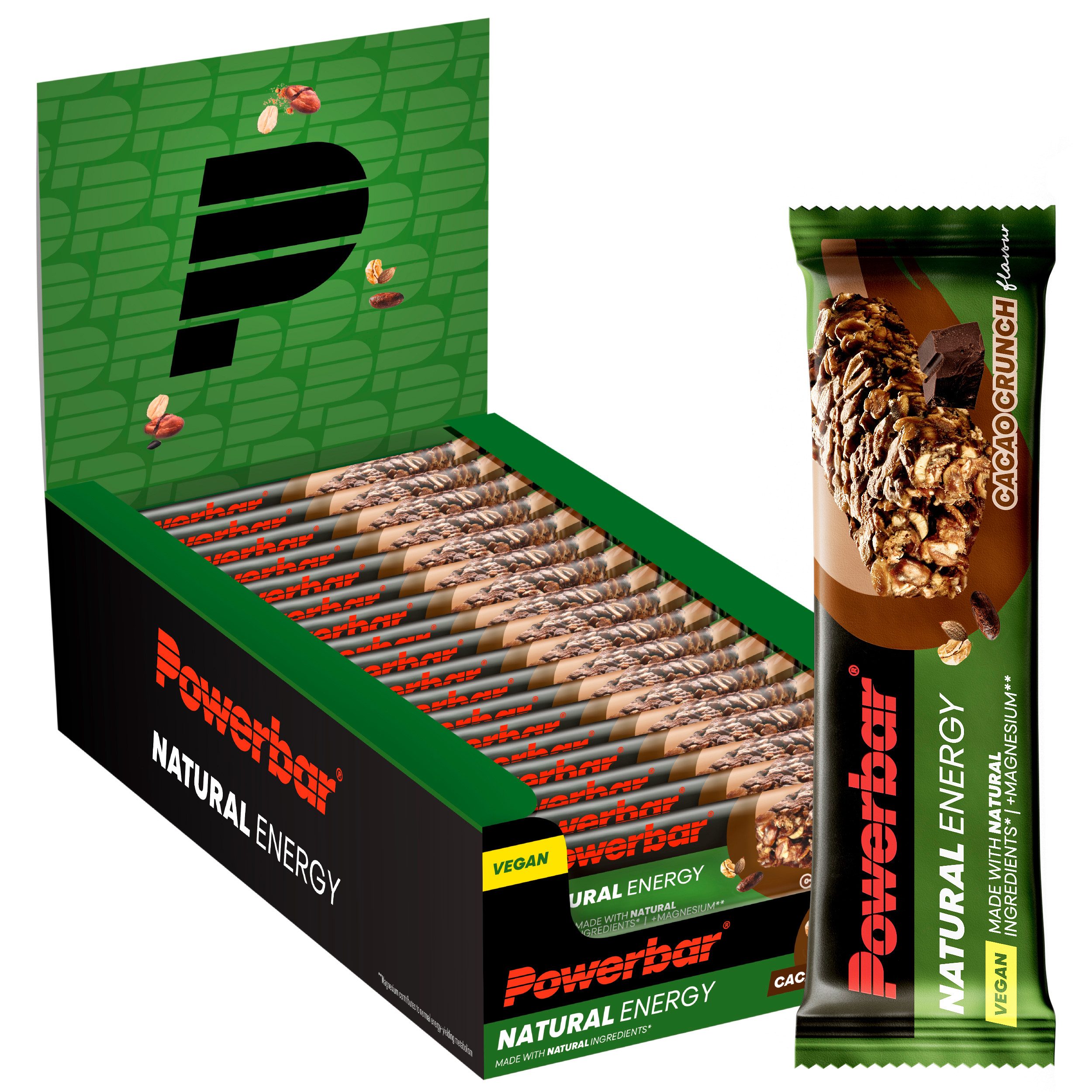 PowerBar Natural Energy Cereal Cacao Crunch 18x40g veganer Kohlenhydrat Riegel Riegel, 18 er Display à 18 St., 720 g, Vegan und bis zu 25g Kohlenhydrate