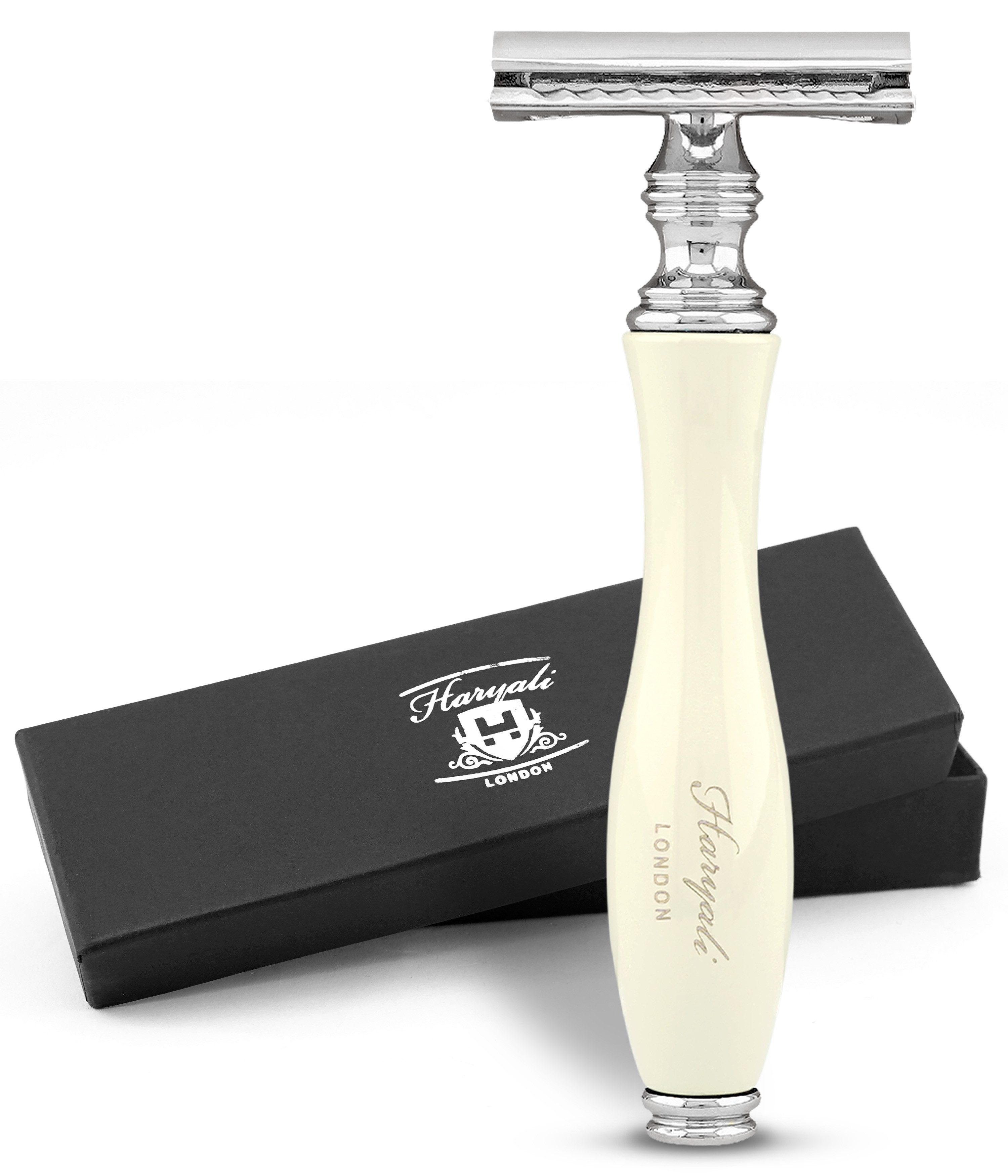 Nassrasierer Zweischneidiger Rasierhobel für Damen und Herren, Elfenbein, Metall