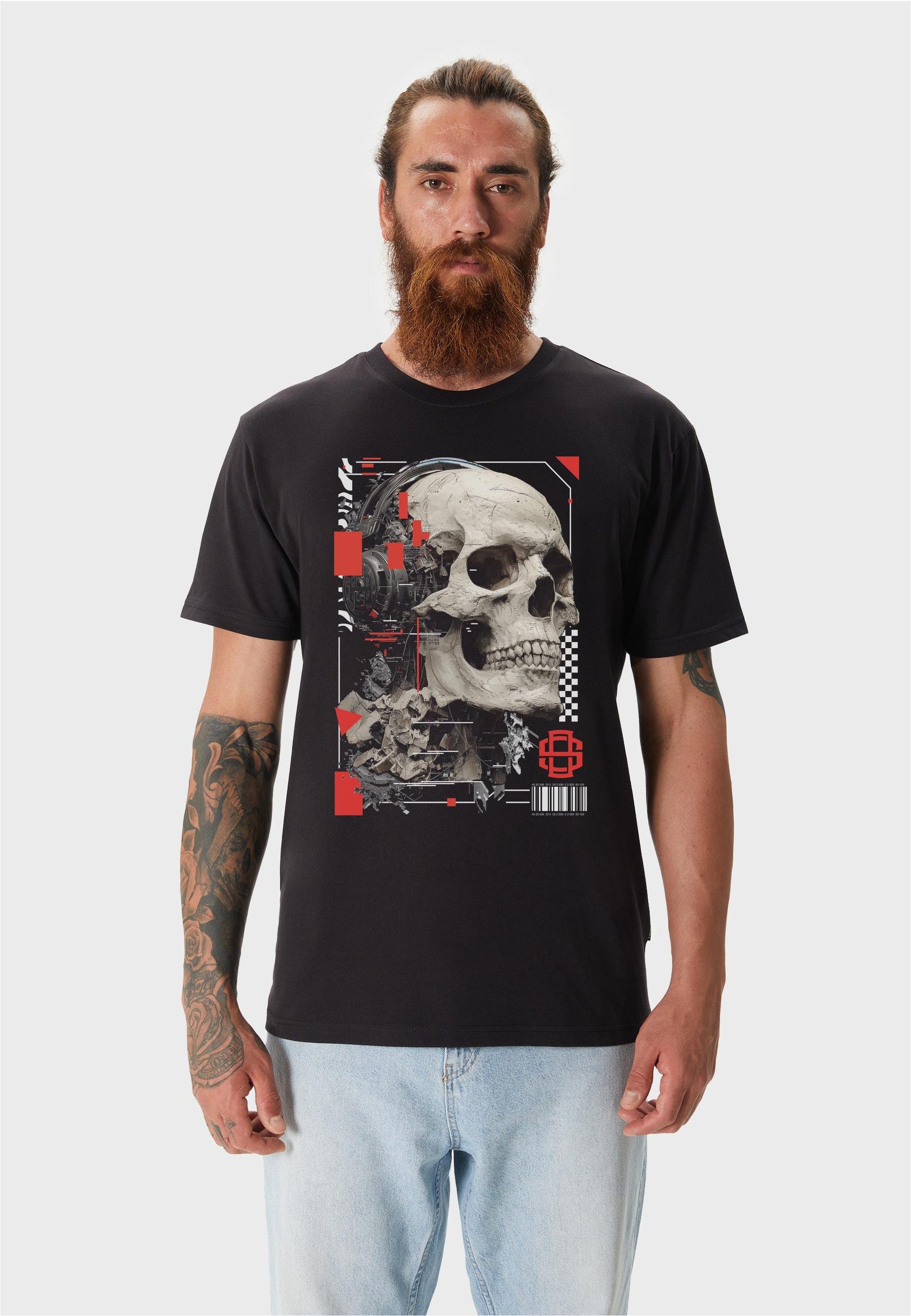 Oldskull T-Shirt Xtreme futuristic skull headphones graphic mit Vintage-Vibe in modernem Look