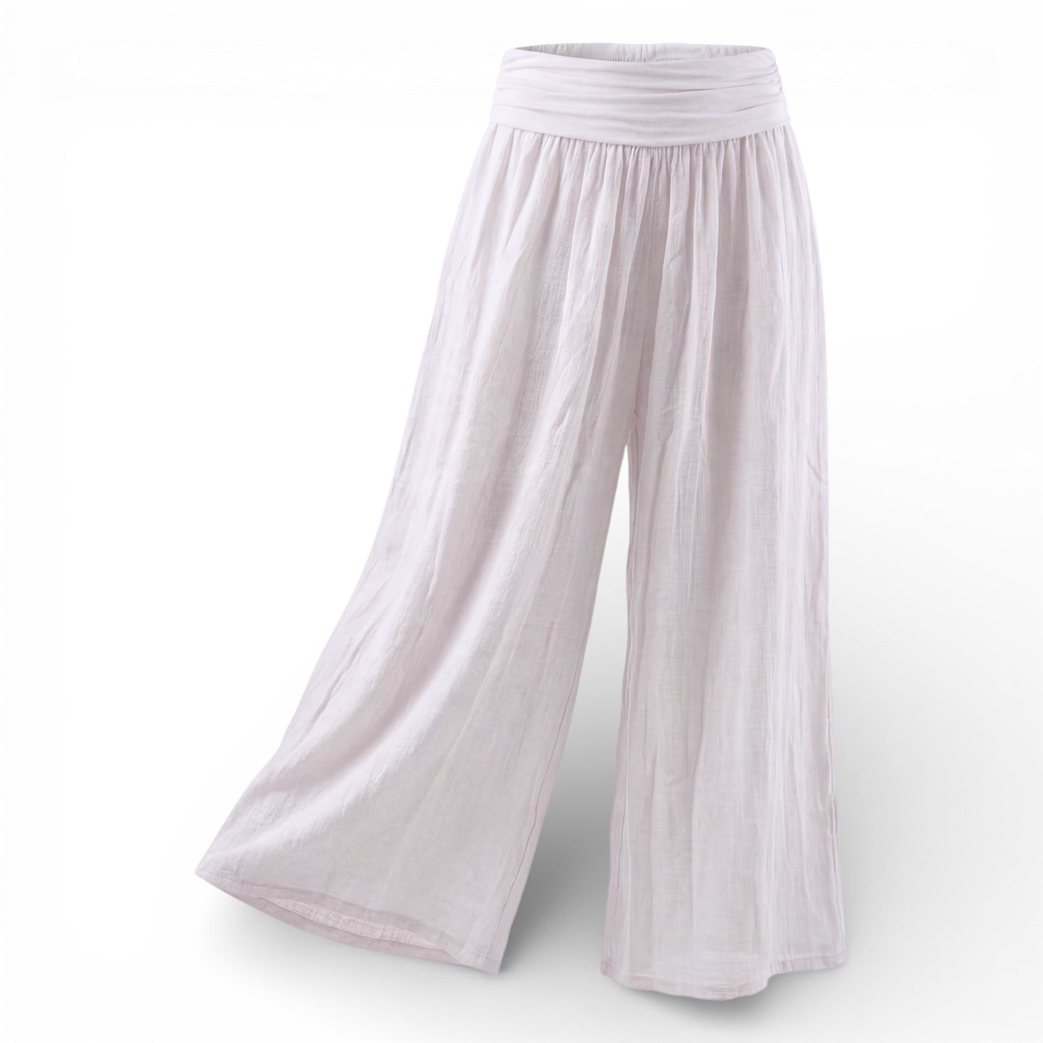 OriginalYou Haremshose Damen Flatterhose Baumwolle Sommerhose Leinen Optik Culotte Volant Middle Waist