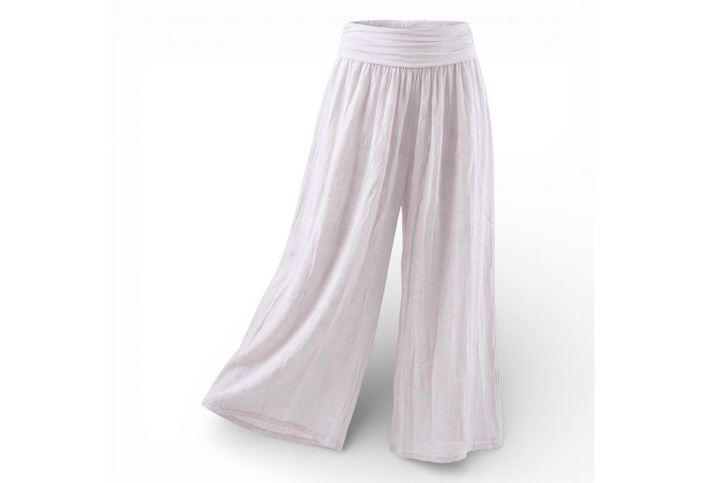 OriginalYou Haremshose Damen Flatterhose Baumwolle Sommerhose Leinen Optik Culotte Volant Middle Waist
