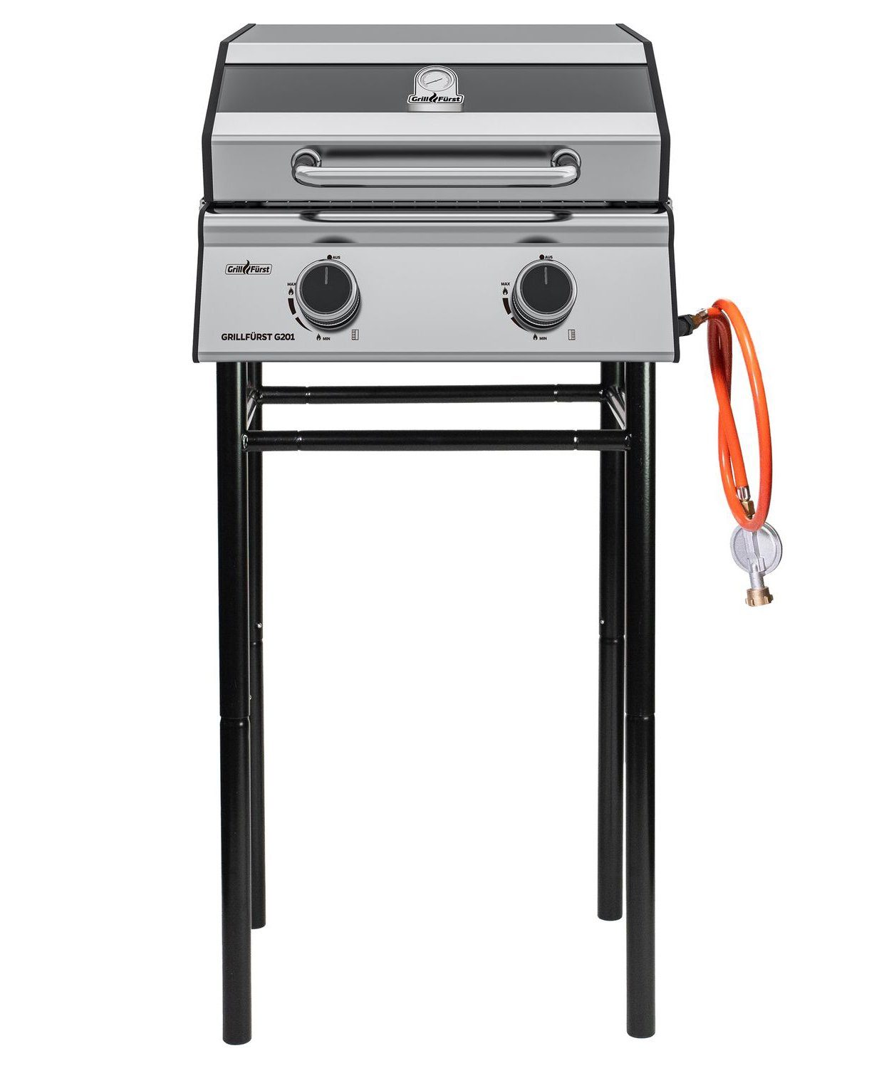 Grillfürst Camping-Gasgrill Grillfürst G201E 2-Brenner Camping Gasgrill 50mbar inkl. Untergestell