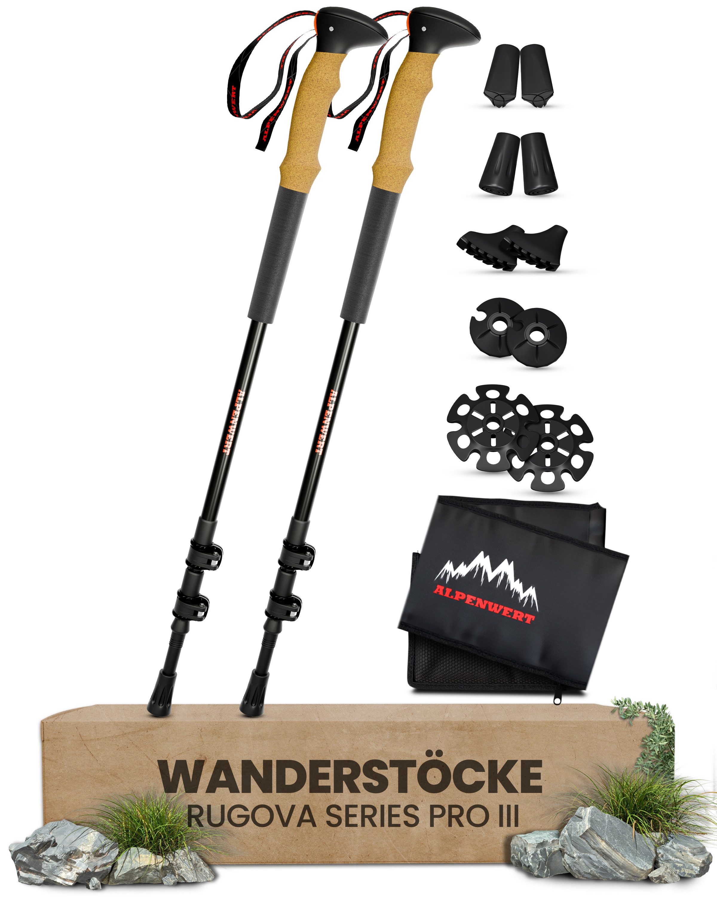 Alpenwert Wanderstöcke Teleskop Trekkingstöcke Nordic Walking Stöcke Korkgriff zum Wandern