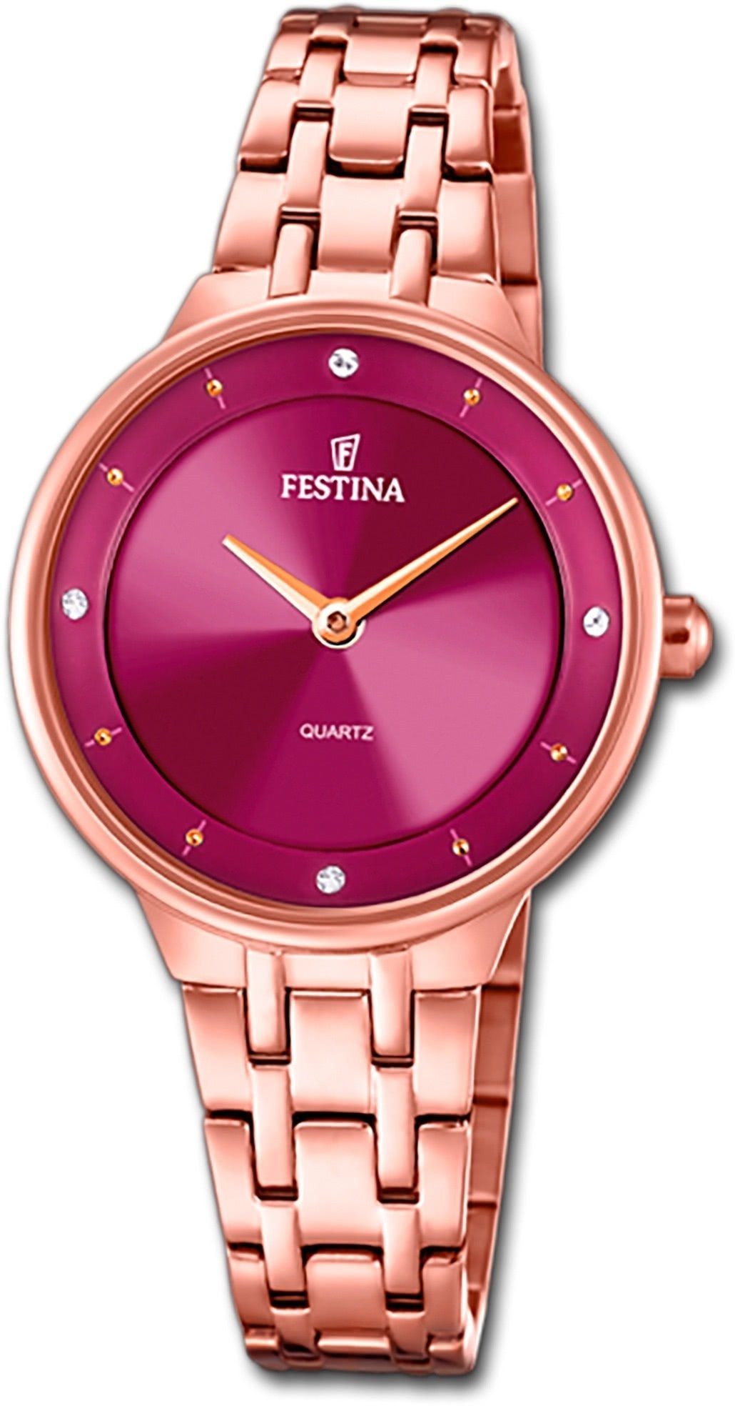 Festina Quarzuhr Festina Damenuhr Mademoiselle Damenuhr 31mm) mittel rosegold, Uhr, Edelstahlarmband (ca. rund