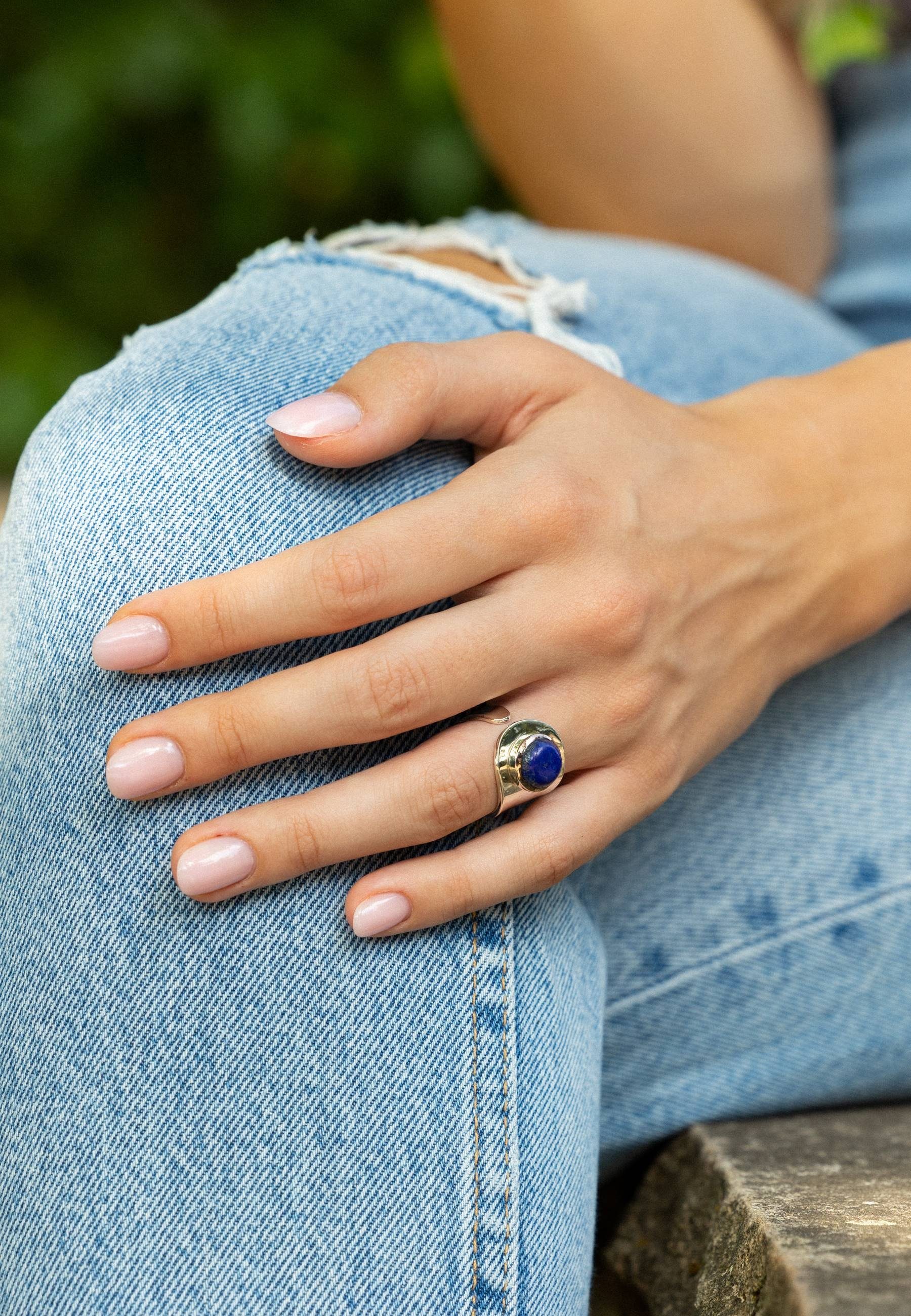 mantraroma Silberring 925er Silber Lapis mit Lazuli