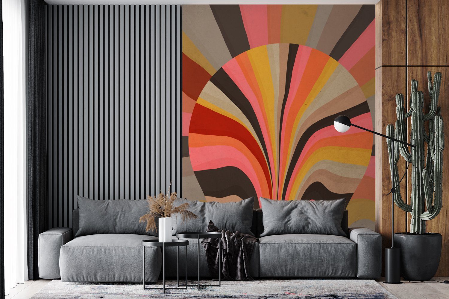 Wandtapete -Kunst Montagefertig Wohnzimmer, -Formen, für Fototapete Tapete bedruckt, Vinyl (4 Abstrakt Matt, St), MuchoWow