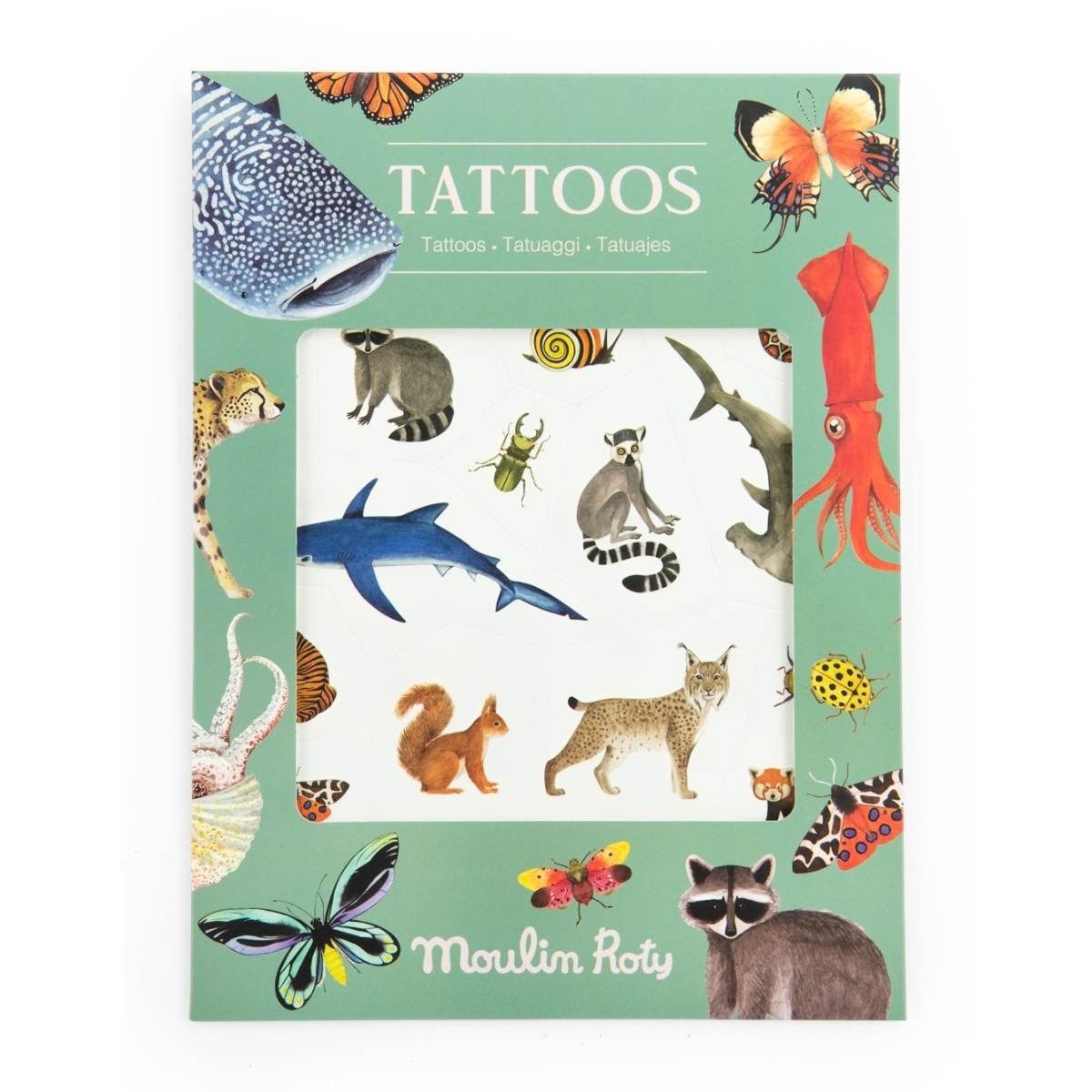 Moulin Roty Kreativset Tattoos Tiere Kreativset für kreative Kinder zum Gestalten ab 3 Jahren, Kreativset
