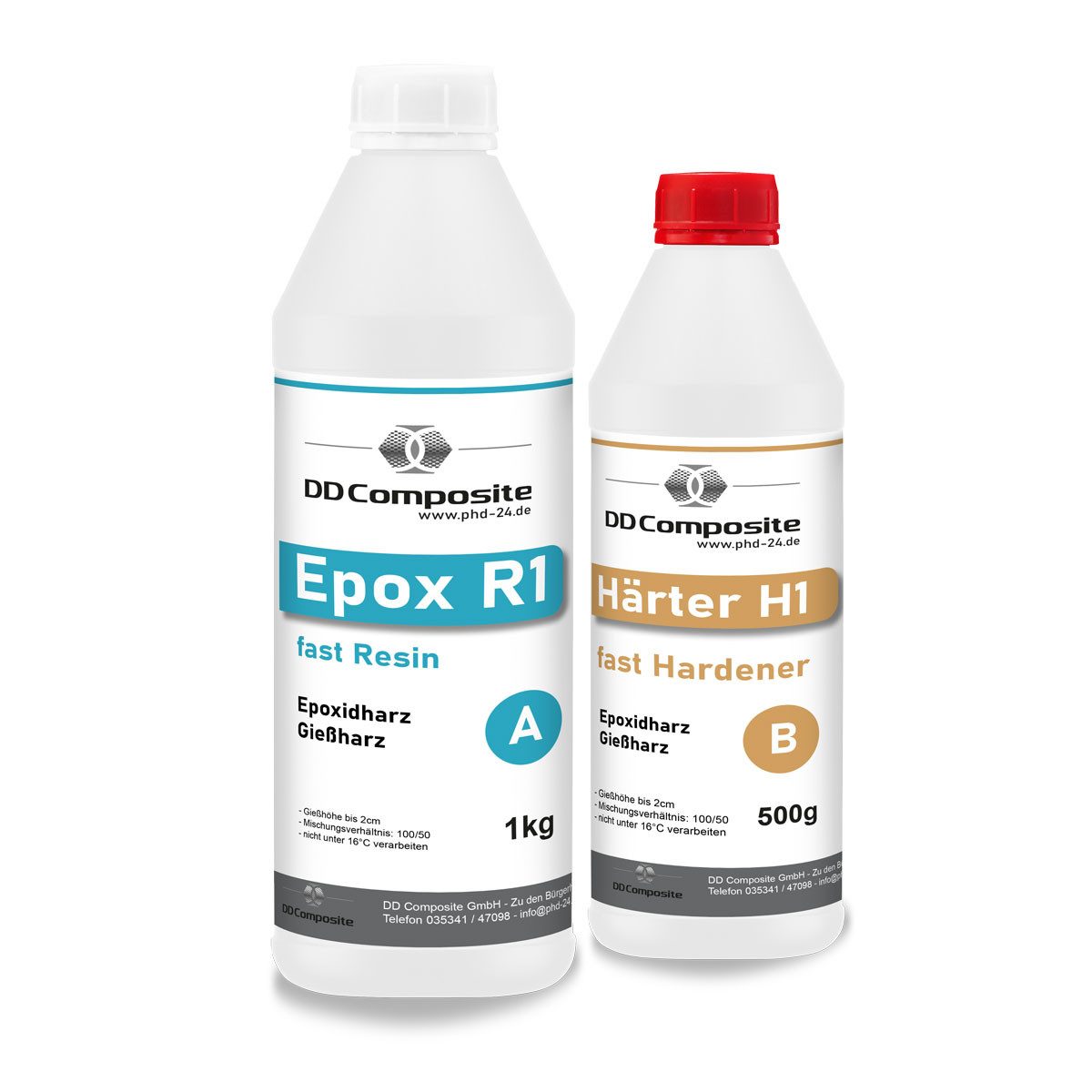 DD Composite Epoxidharz 1kg Epox R1 + 500g Härter H1 fast bis 2cm (2-St), Gießharz, Kunstharz, Resin