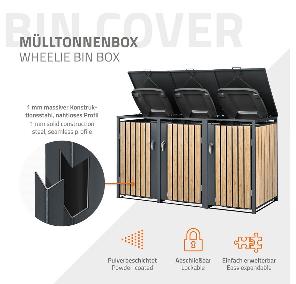 Thumbnail - ML-DESIGN Mülltonnenbox Müllbox aus Stahl wetterfeste Mülltonnen Verkleidung Mülltonnengarage (3 St), Mülltonnencontaine...