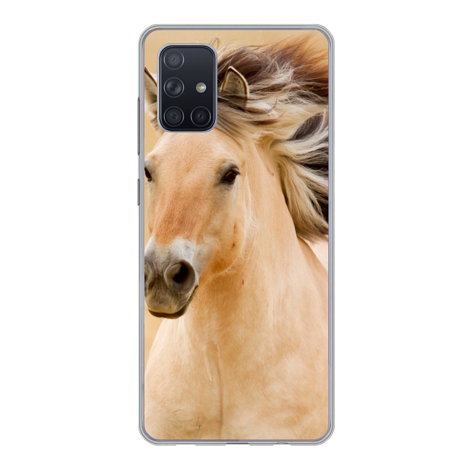 MuchoWow Handyhülle für Samsung Galaxy A51 Pferde - Tiere - Mähne - Porträt, Smartphone-Bumper, Print, Handy Schutzhülle Dünn