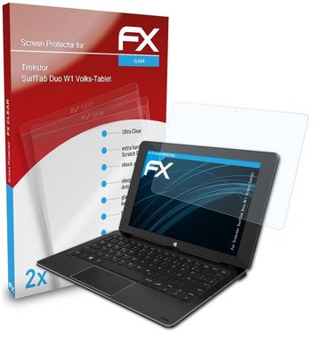 atFoliX Schutzfolie Displayschutz für SurfTab Duo W1 Volks-Tablet, (2 Folien), Ultraklar und hartbeschichtet