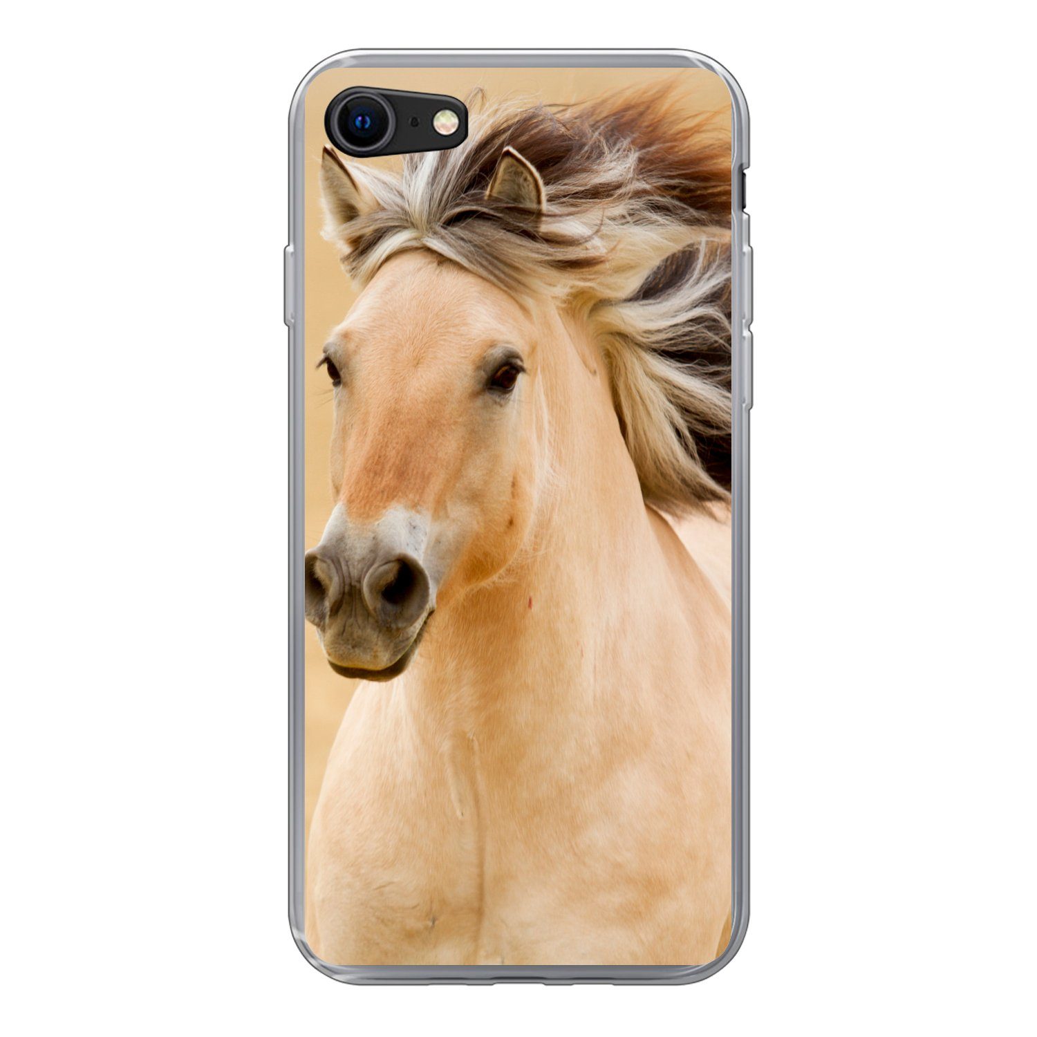 MuchoWow Handyhülle für Apple iPhone 8 Pferde - Tiere - Mähne - Porträt, Smartphone-Bumper, Print, Handy Schutzhülle Dünn