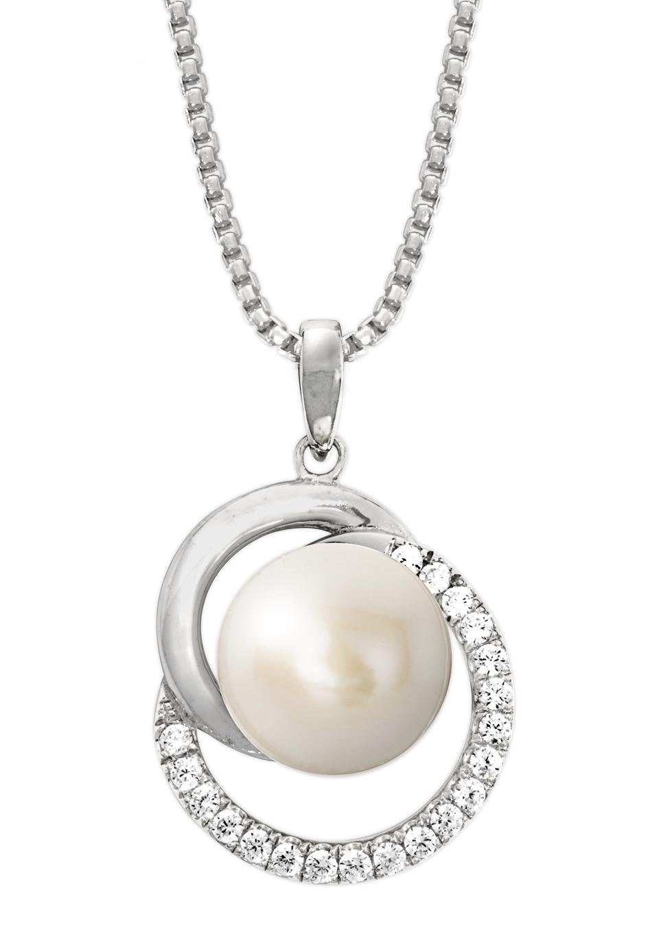 JOOP! Kette mit Anhänger 2023380, mit Zirkonia (synth) - mit Süßwasserzuchtperle
