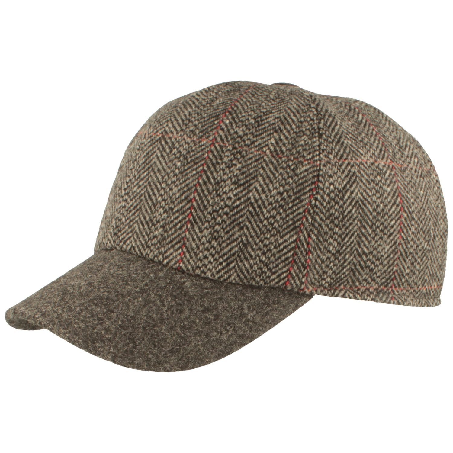 Breiter Baseball Cap mit Fischgrätmuster und Ohrenschutz günstig online kaufen