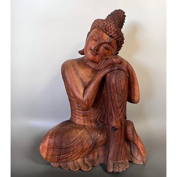 Asien LifeStyle Buddhafigur Buddha Figur Holz Statue Relax - 61cm groß