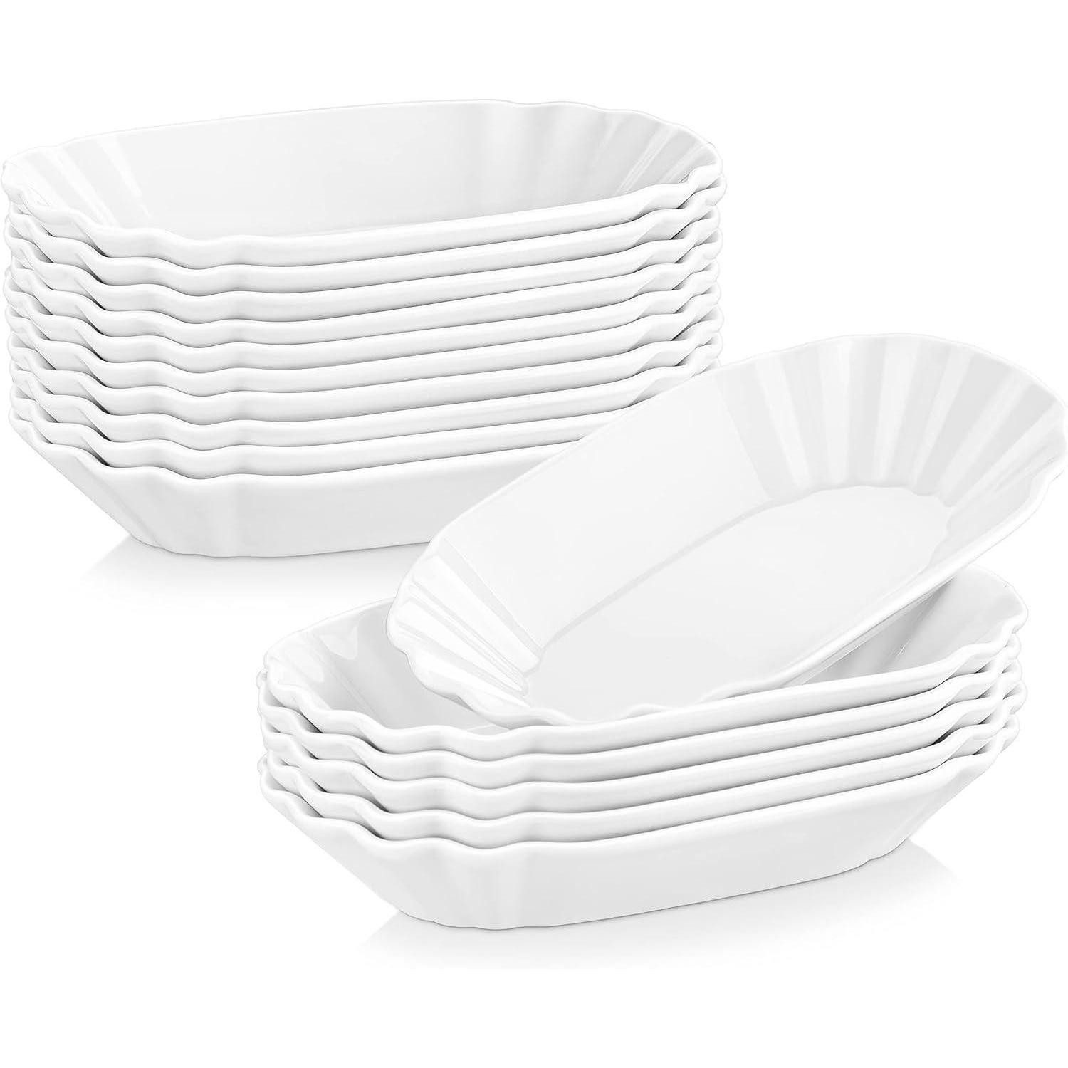 LuxusKollektion Küchenorganizer-Set Servierteller Pommesschälen Würstchenteller Schälchen 16 Teilig Weiß