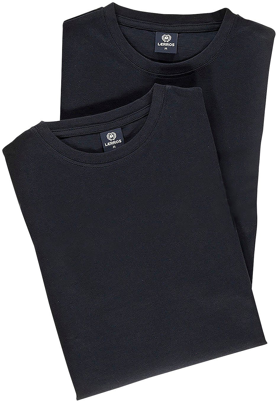 in 2-tlg) Optik T-Shirt klassischer LERROS navy (Packung,