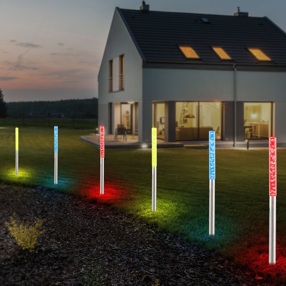Dekolicht, 6x RGB LED Solar Außen Steck Lampen Luftblasen