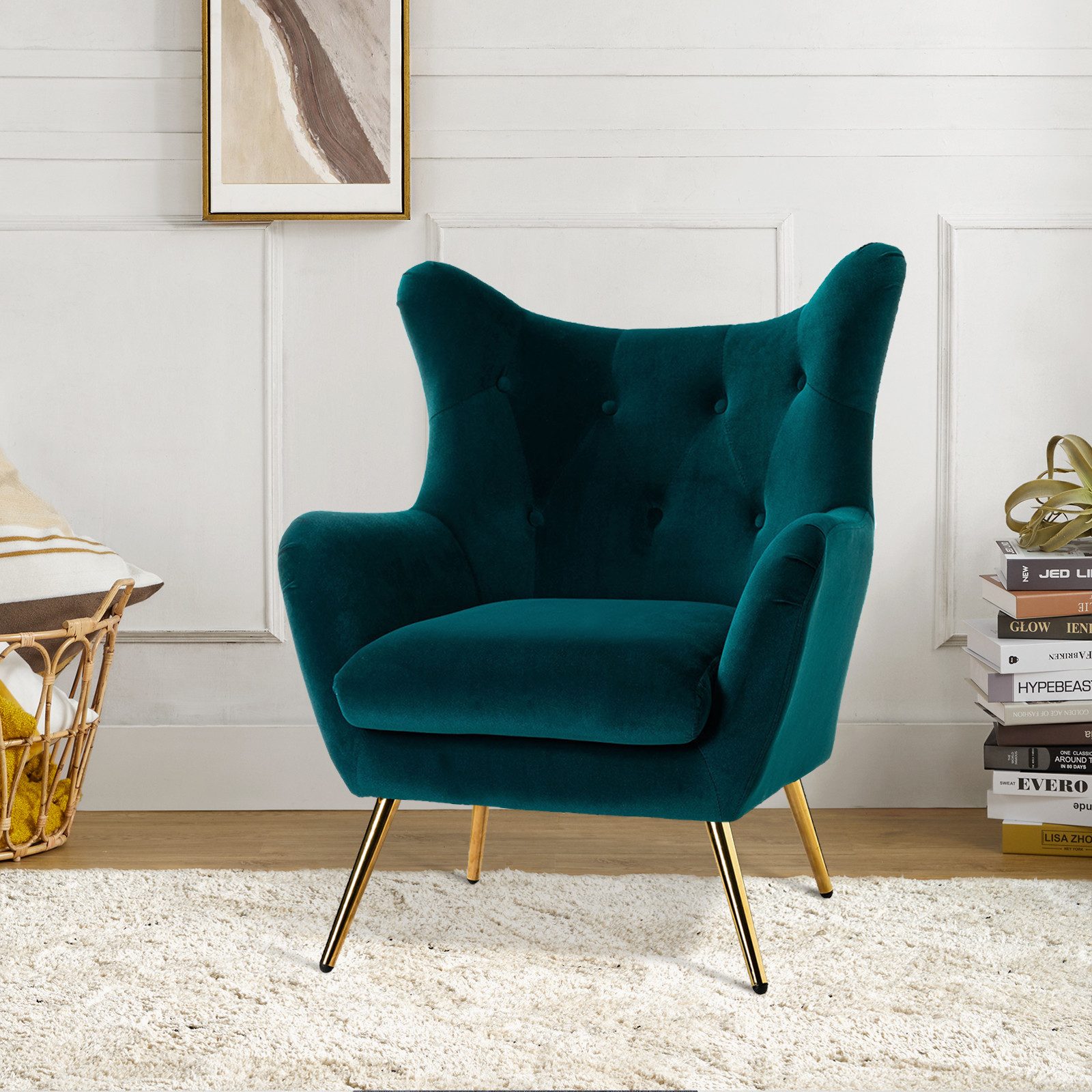 HULALA HOME Ohrensessel gepolsterter Samt Armsessel günstig online kaufen